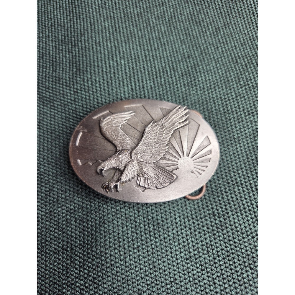 Metal Eagle Belt Buckle - Brown/Gray Finish